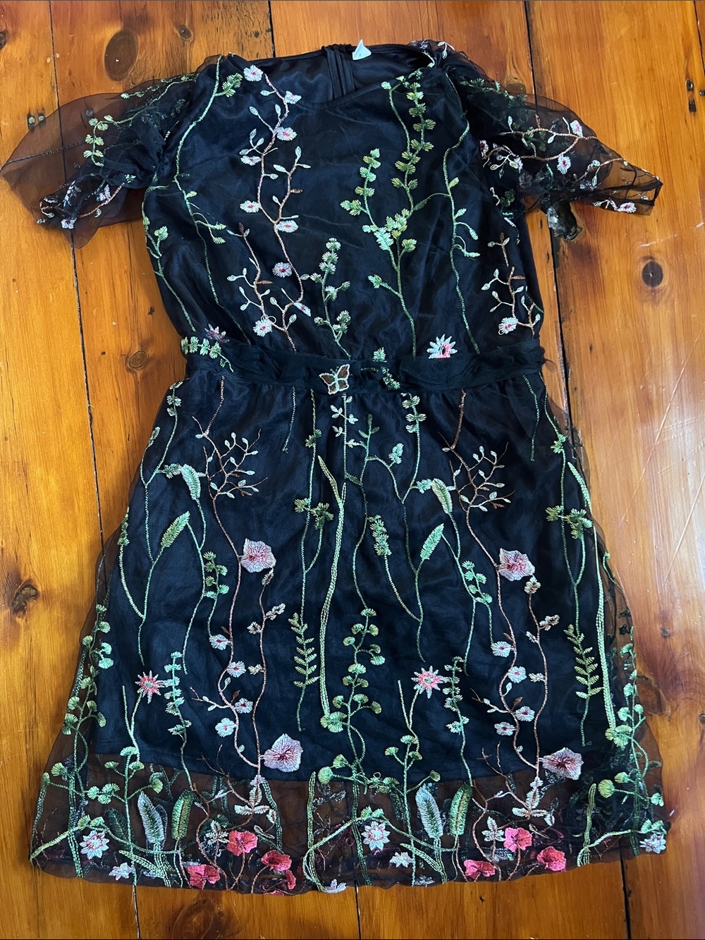 Black Floral Embroidered Dress